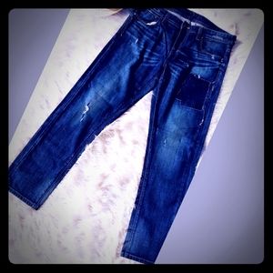 Anthropoligie patchwork distressed jeans